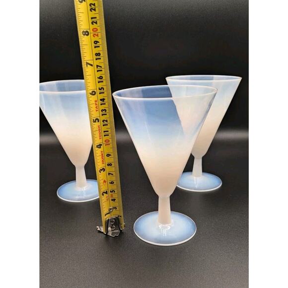 Rare Vintage Fry Foval Pearlware Wine Glasses. Set Of 3. EUC - Picture 5 of 6